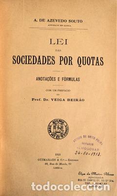 Libri antichi: AZEVEDO SOUTO. (Adolpho de) - LEI DAS SOCIEDADES POR QUOTAS.