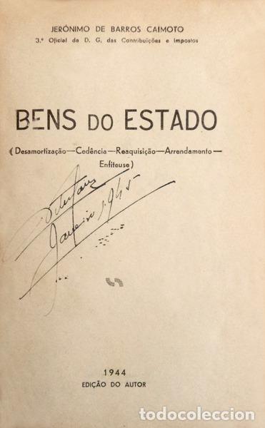 Libros antiguos: BARROS CAIMOTO. (Jer&oacute;nimo de) - BENS DO ESTADO. - Foto 1