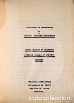Libros antiguos: JULI&Atilde;O SABINO. (Ana Maria) - ALGUNS ASPECTOS DA ACTIVIDADE COMERCIAL MAR&Iacute;TIMA NA PRIMEIRA DINASTIA.