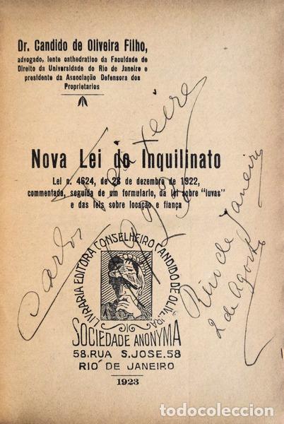 Libros antiguos: OLIVEIRA. (Candido) - NOVA LEI DO INQUILINATO.