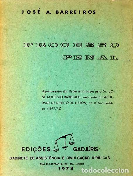 Libros antiguos: BARREIROS. (Jos&eacute; A.) - PROCESSO PENAL. - Foto 1