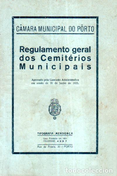 Libros antiguos: REGULAMENTO GERAL DOS CEMIT&Eacute;RIOS MUNICIPAIS.