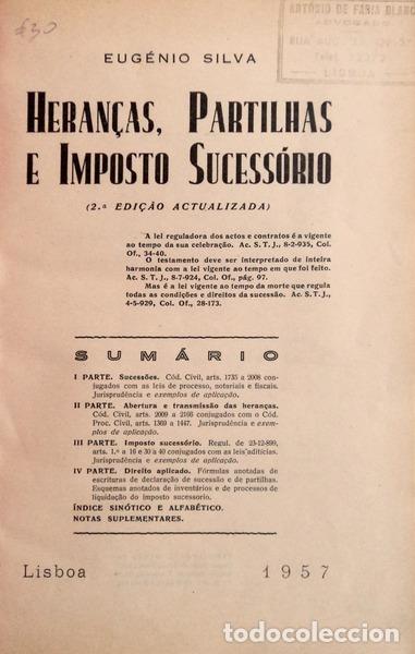 Libros antiguos: SILVA. (Eug&eacute;nio) - HERAN&Ccedil;AS. PARTILHAS E IMPOSTOS SUCESS&Oacute;RIO. - Foto 1