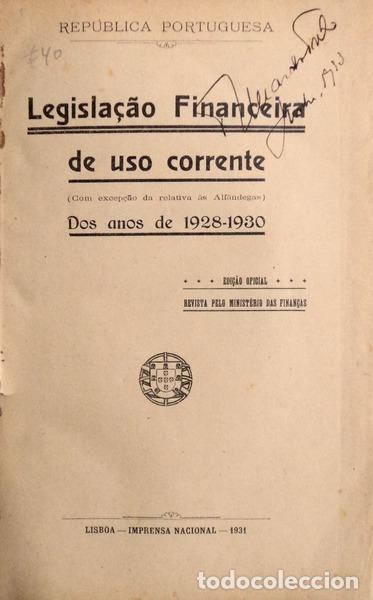 Libros antiguos: LEGISLA&Ccedil;&Atilde;O FINANCEIRA DE USO CORRENTE.