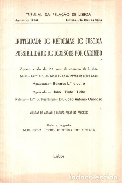 Libri antichi: RIBEIRO DE SOUZA. (Augusto Lydio) - INUTILIDADE DE REFORMAS DE JUSTI&Ccedil;A.