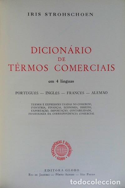 Libros antiguos: STROHSCHOEN. (Iris) - DICION&Aacute;RIO DE T&Ecirc;RMOS COMERCIAIS. - Foto 2