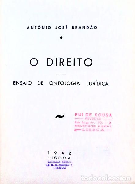 Libros antiguos: BRAND&Atilde;O. (Ant&oacute;nio Jos&eacute;) - O DIREITO. - Foto 2