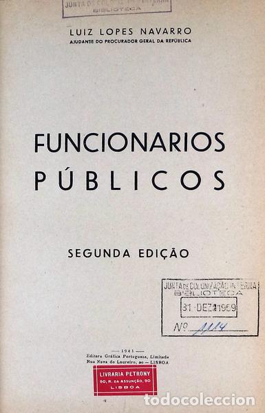Libros antiguos: LOPES NAVARRO. (Luiz) - FUNCION&Aacute;RIOS P&Uacute;BLICOS.
