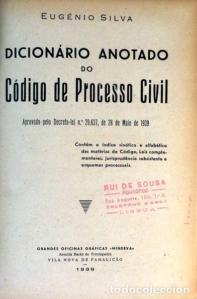 Libros antiguos: SILVA. (Eug&eacute;nio) - DICION&Aacute;RIO ANOTADO DO C&Oacute;DIGO DE PROCESSO CIVIL. - Foto 1