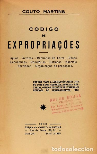 Libros antiguos: COUTO MARTINS. - C&Oacute;DIGO DE EXPROPRIA&Ccedil;&Otilde;ES. - Foto 1