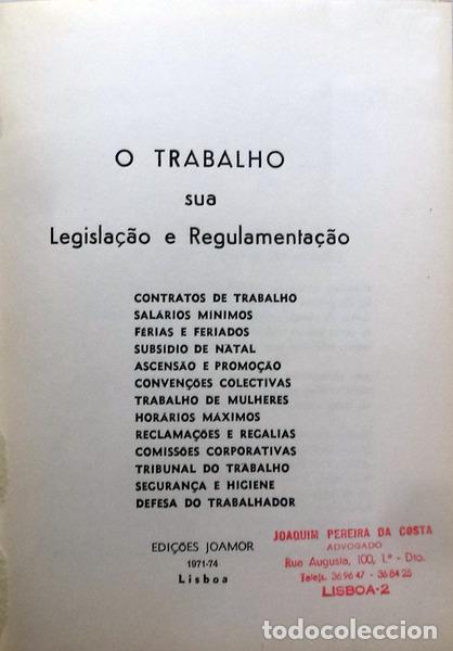 Libros antiguos: O TRABALHO. - Foto 2