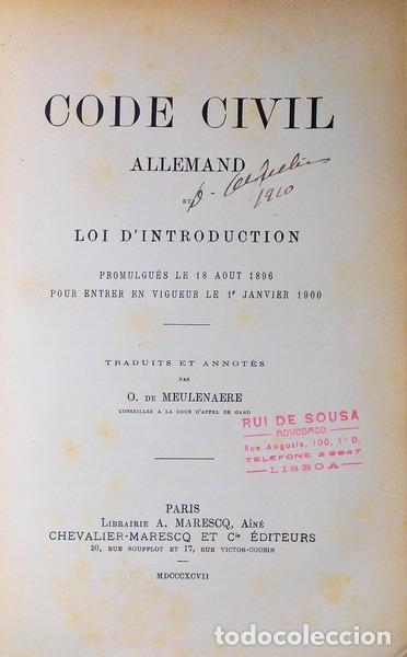 Libros antiguos: CODE CIVIL ALLEMAND.
