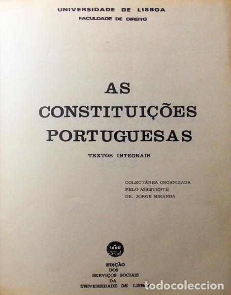 Libri antichi: MIRANDA. (Jorge) - AS CONSTITUI&Ccedil;&Otilde;ES PORTUGUESAS.