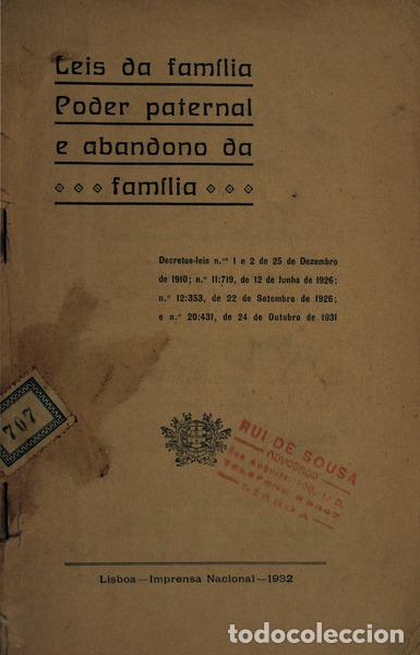 Libri antichi: LEIS DA FAM&Iacute;LIA PODER PATERNAL E ABANDONO DA FAM&Iacute;LIA.