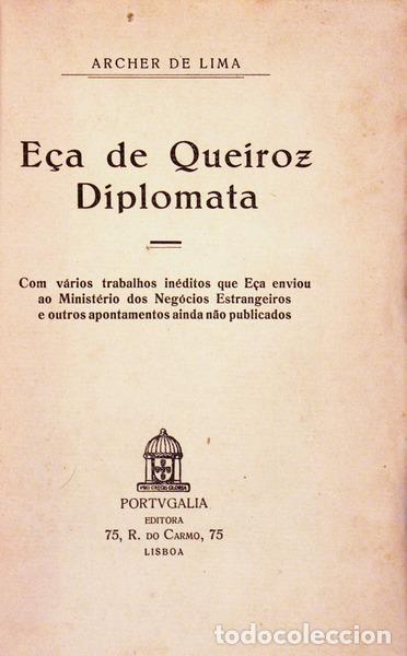 Libros antiguos: ARCHER DE LIMA. - E&Ccedil;A DE QUEIROZ DIPLOMATA. - Foto 2