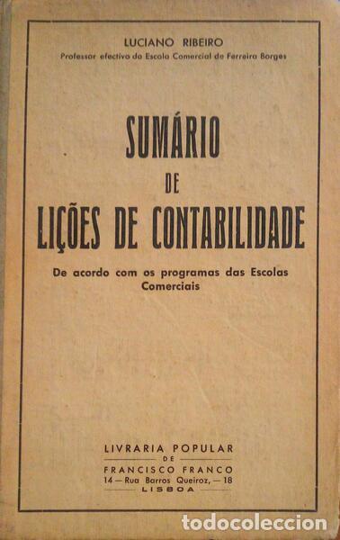 Libros antiguos: RIBEIRO. (Luciano) - SUM&Aacute;RIO DE LI&Ccedil;&Otilde;ES DE CONTABILIDADE.
