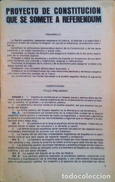 Libros antiguos: PROYECTO DE CONSTITUCION QUE SE SOMETE A REFERENDUM. - Foto 1