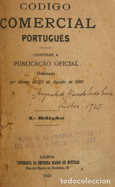 Libros antiguos: CODIGO COMERCIAL PORTUGU&Ecirc;S.