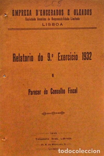 Libros antiguos: RELAT&Oacute;RIO DO 9&ordm; EXERCICIO 1932 E PARECER DO CONSELHO FISCAL.