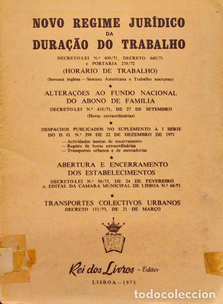 Libros antiguos: NOVO REGIME JUR&Iacute;DICO DA DURA&Ccedil;&Atilde;O DO TRABALHO.