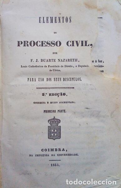 Libros antiguos: DUARTE NAZARETH. (Francisco Jos&eacute;) - ELEMENTOS DO PROCESSO CIVIL.