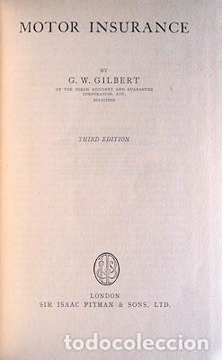 Libros antiguos: GILBERT. (G. W.) - MOTOR INSURANCE. - Foto 1