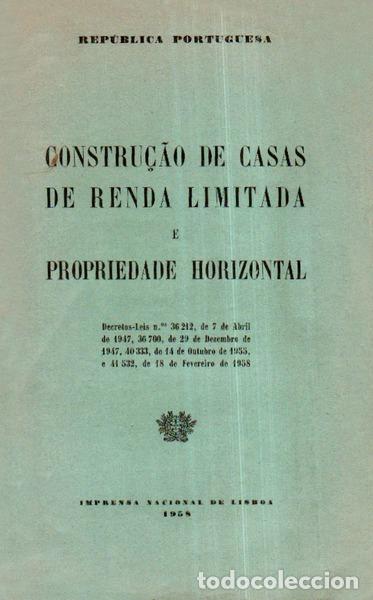 Libros antiguos: CONSTRU&Ccedil;&Atilde;O DE CASAS DE RENDA LIMITADA E PROPRIEDADE HORIZONTAL. - Foto 1