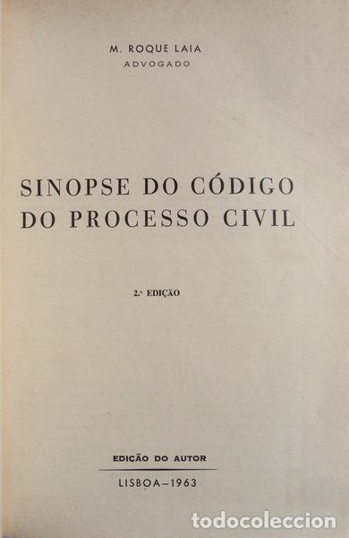 Libros antiguos: ROQUE LAIA. (M.) - SINOPSE DO C&Oacute;DIGO DO PROCESSO CIVIL. - Foto 1