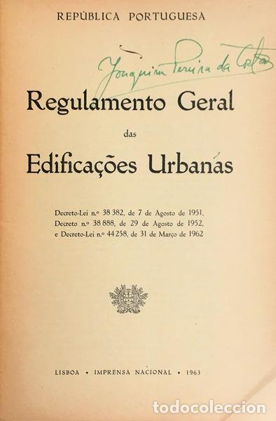 Libros antiguos: REGULAMENTO GERAL DAS EDIFICA&Ccedil;&Otilde;ES URBANAS. - Foto 2