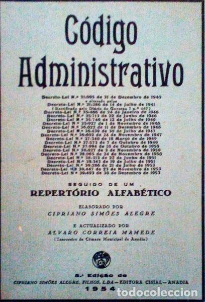 Libros antiguos: SIM&Otilde;ES ALEGRE. (Cipriano) - C&Oacute;DIGO ADMINISTRATIVO. - Foto 1