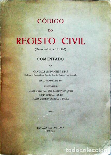 Libros antiguos: C&Oacute;DIGO DO REGISTO CIVIL. - Foto 1