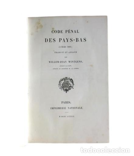 Libros antiguos: CODE P&Eacute;NAL DES PAYS-BAS (3 MARS 1881) - Foto 2