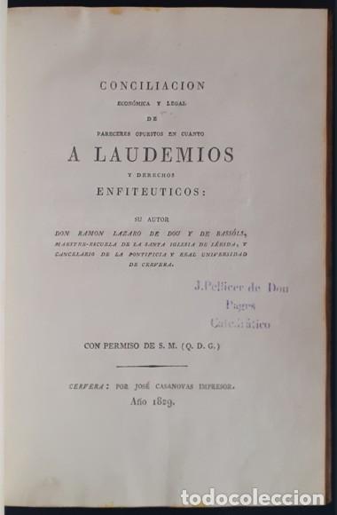 Libri antichi: Proyecto sobre Laudemios y Derechos Enfiteuticos - Ramon Lazaro de Dou y de Bass&oacute;ls - 1829