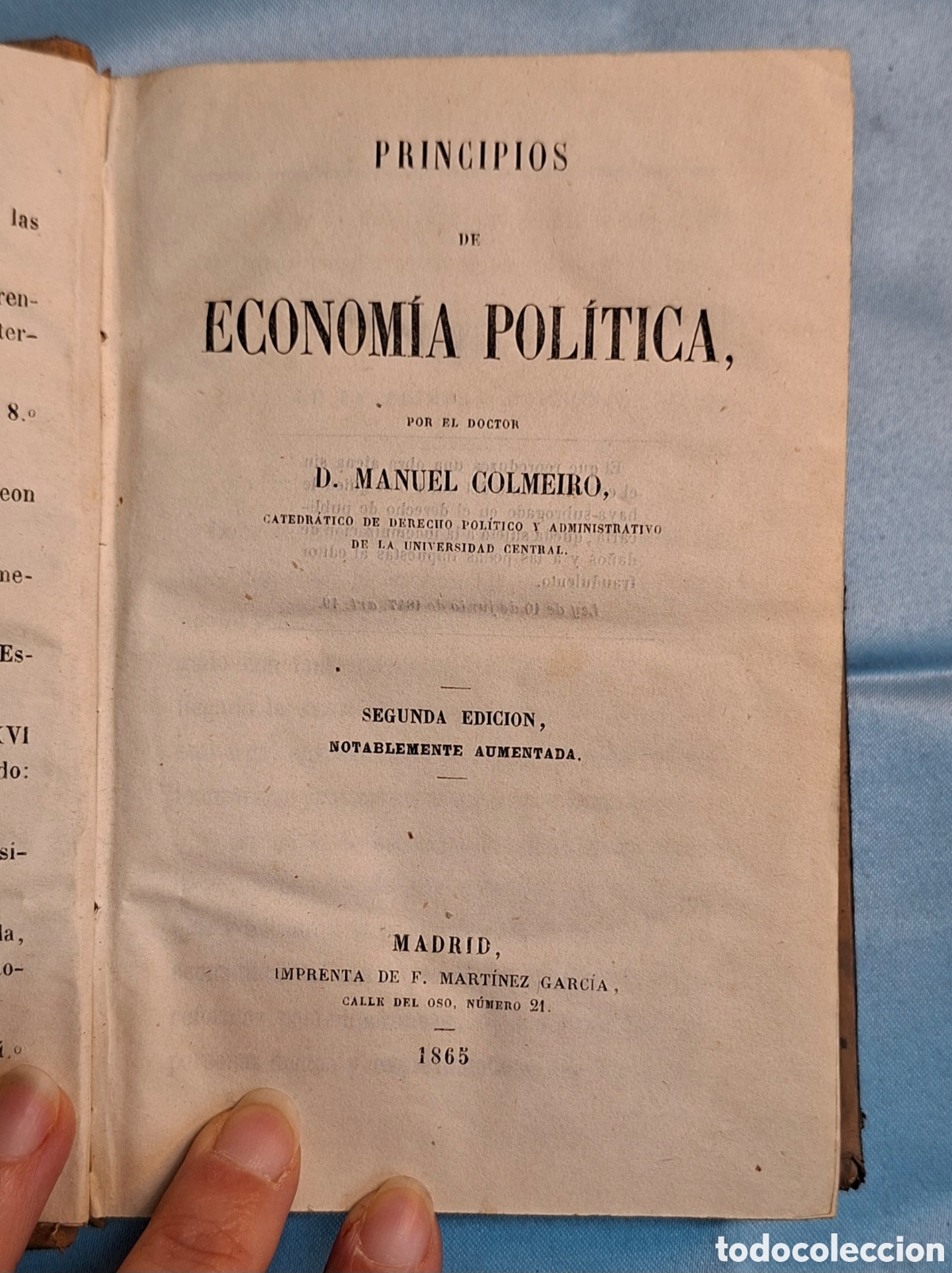 Libros antiguos: Principios de Econom&iacute;a Pol&iacute;tica - Colmeiro