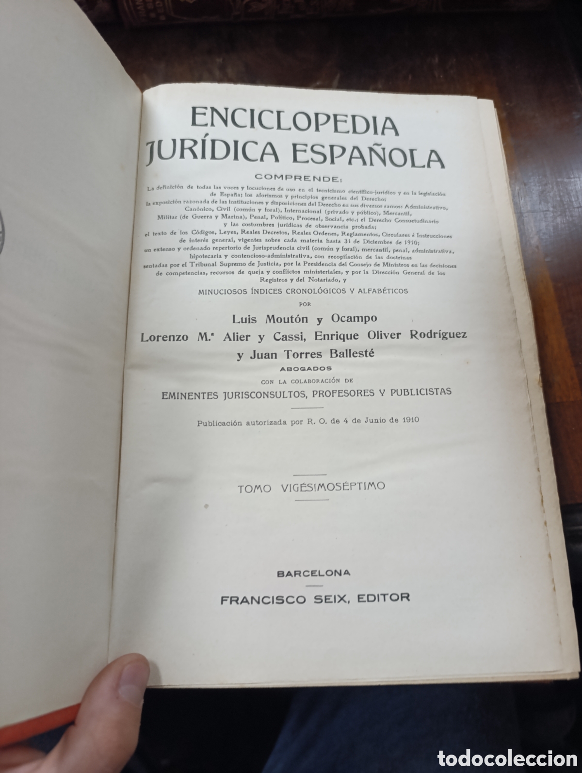 Libros antiguos: ENCICLOPEDIA JURIDICA ESPA&Ntilde;OLA FRANCISCO SEIX EDITOR. Tomo 27 REGIS-SANI