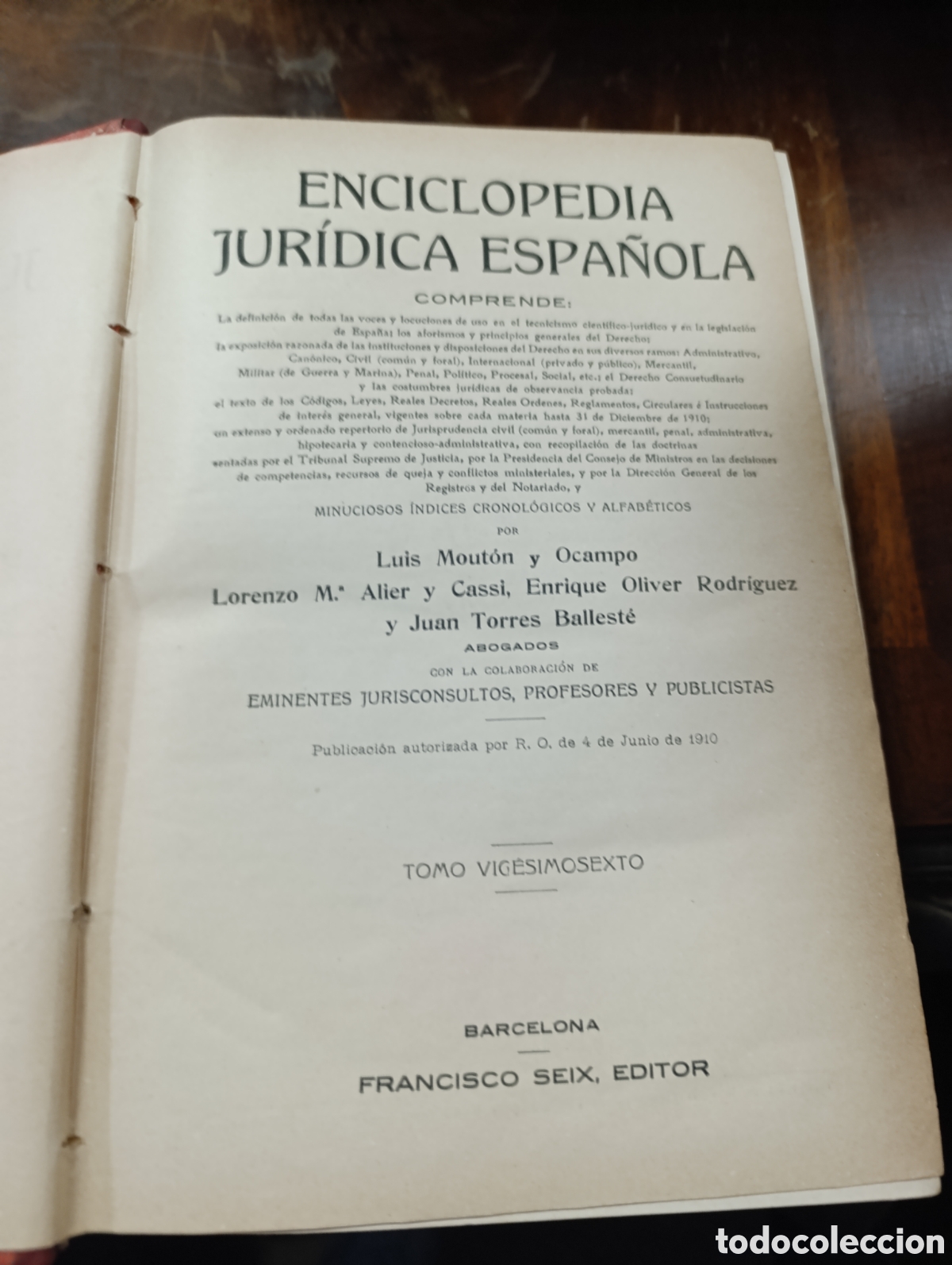 Libros antiguos: ENCICLOPEDIA JURIDICA ESPA&Ntilde;OLA FRANCISCO SEIX EDITOR. Tomo 26 proc Regir