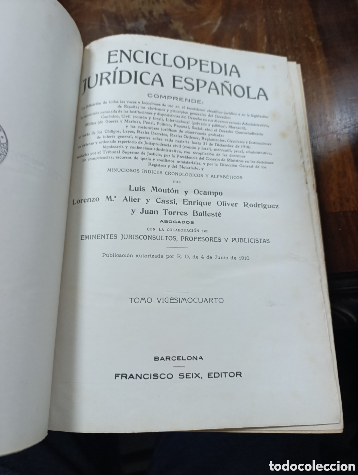 Libros antiguos: ENCICLOPEDIA JURIDICA ESPA&Ntilde;OLA FRANCISCO SEIX EDITOR. Tomo 24 ord pod