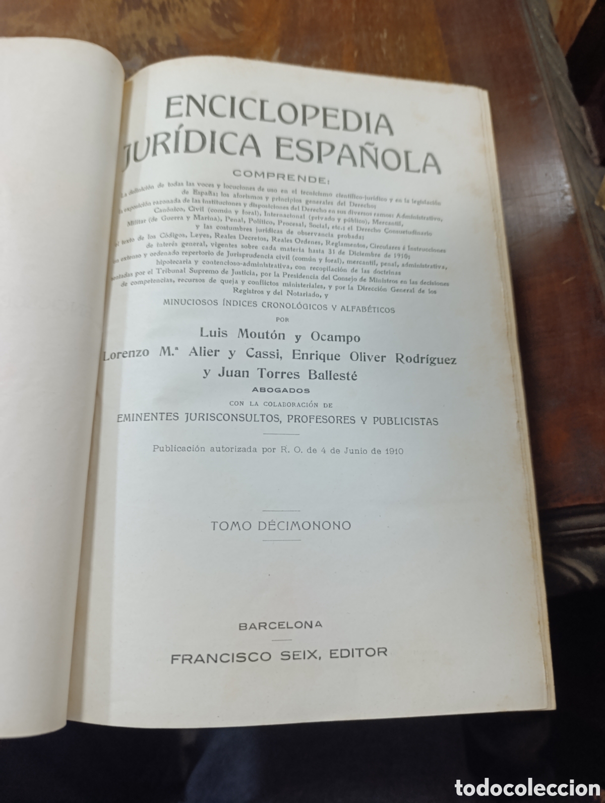 Libros antiguos: ENCICLOPEDIA JURIDICA ESPA&Ntilde;OLA FRANCISCO SEIX EDITOR. Tomo 19 indus jo