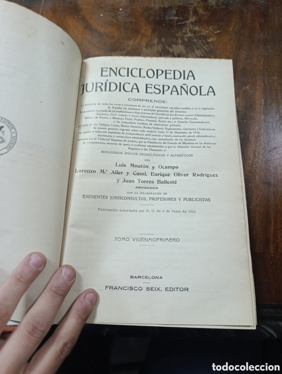 Libros antiguos: ENCICLOPEDIA JURIDICA ESPA&Ntilde;OLA FRANCISCO SEIX EDITOR. Tomo 21 just mat