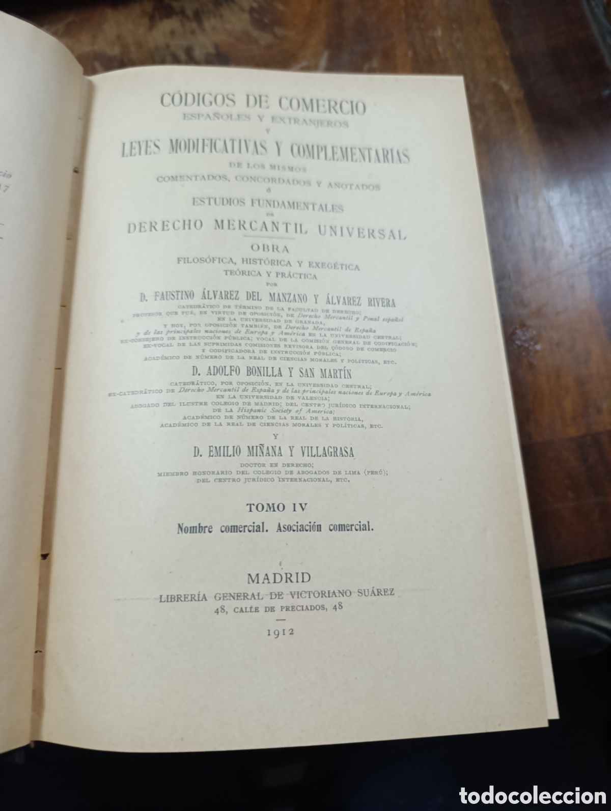 Libros antiguos: ALVAREZ DE MANZANO C&oacute;digos de Comercio IV 1912 - Foto 1