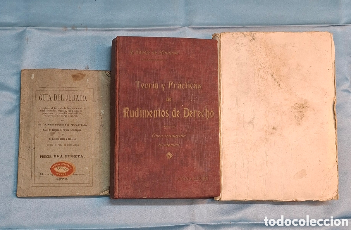 Libros antiguos: Lote de 3 libros jur&iacute;dicos antiguos (s. XIX&ndash;XX)