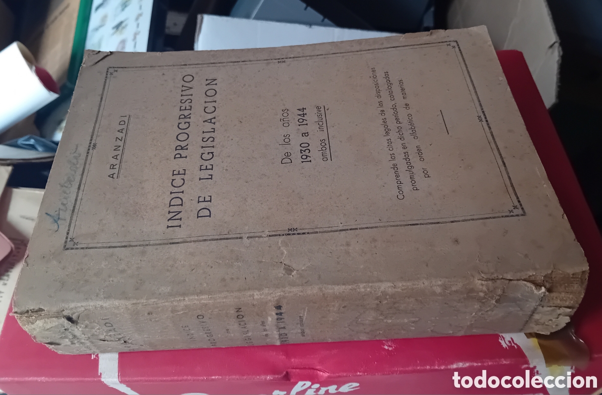 Libros antiguos: &Iacute;ndice Progresivo de Legislaci&oacute;n&nbsp;de la editorial Aranzadi, espec&iacute;ficamente el que cubre las disposic