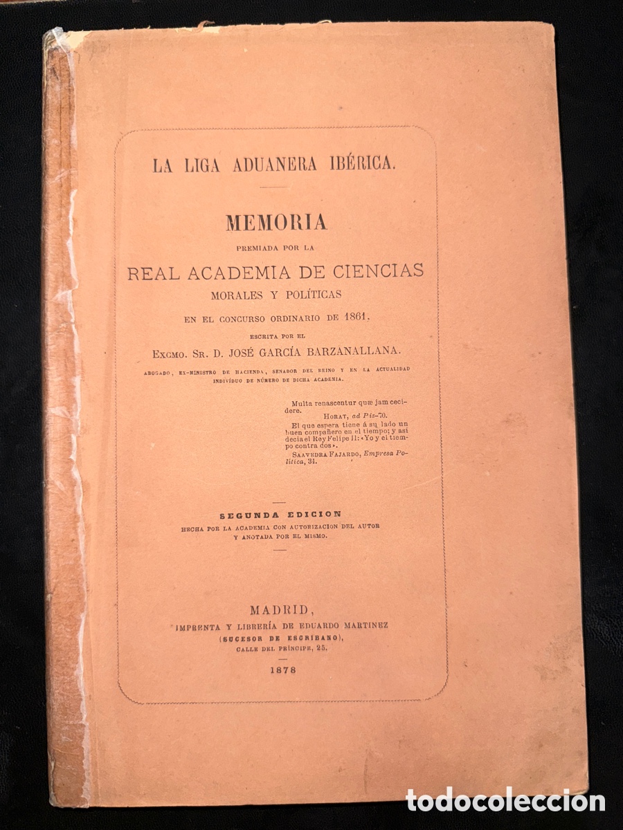 Livres anciens: GARC&Iacute;A BARAZANALLANA, Jos&eacute;. La liga aduanera ib&eacute;rica