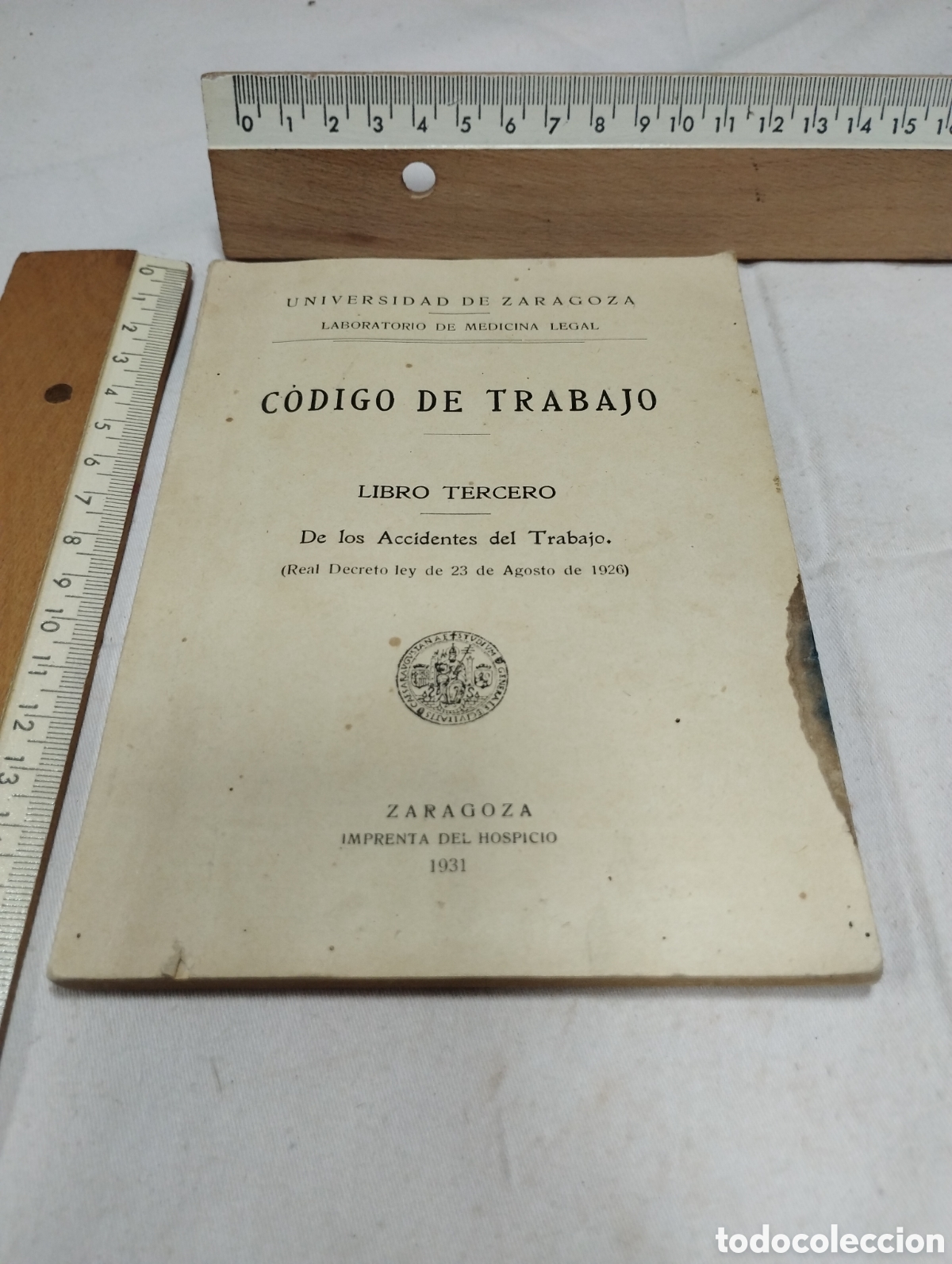 Libros antiguos: C&oacute;digo de trabajo. Universidad de Zaragoza, 1931