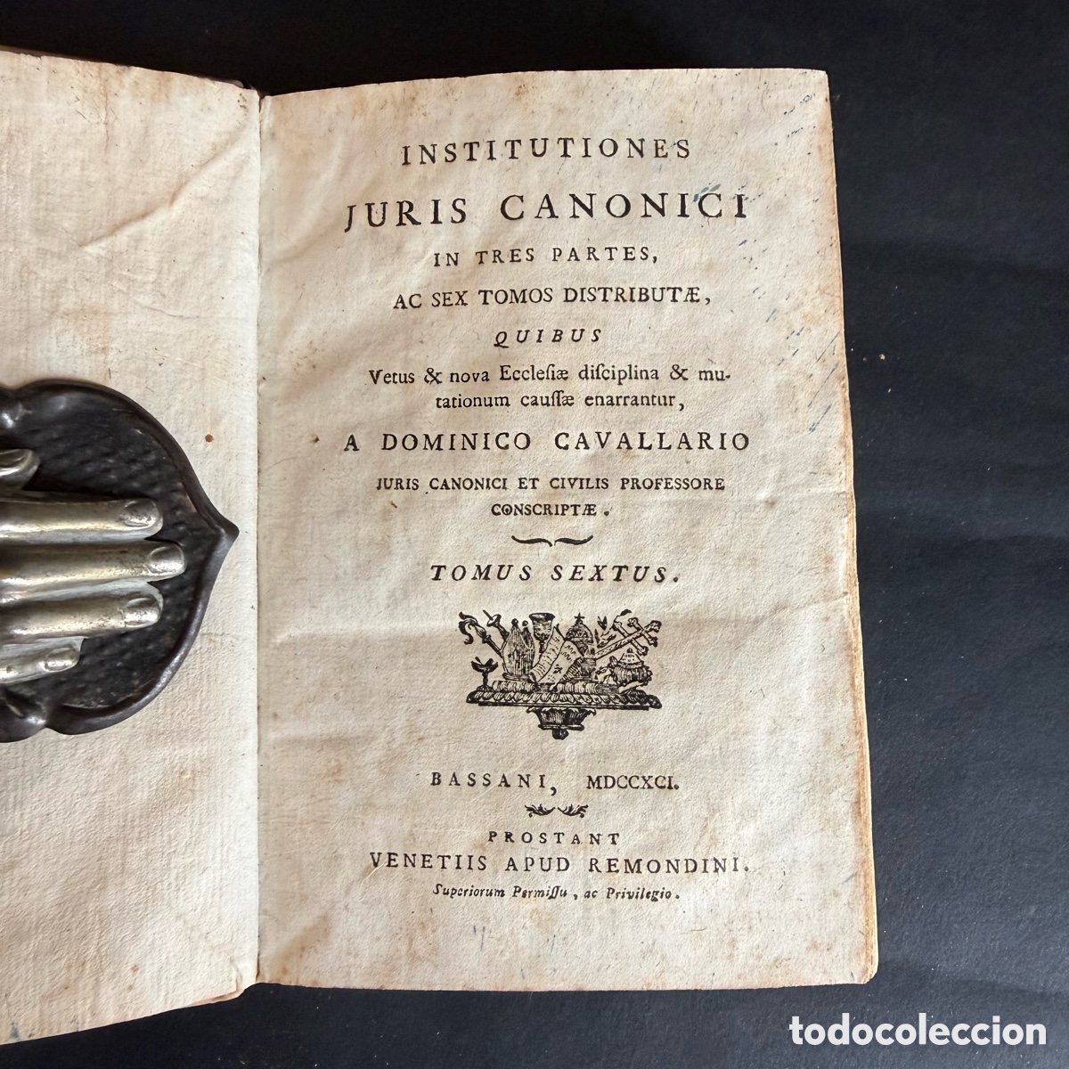 Libros antiguos: 1791 - Institutiones Juris Canonici - Tomo VI - Dominico Cavallario - Pergamino - Derecho Can&oacute;nico