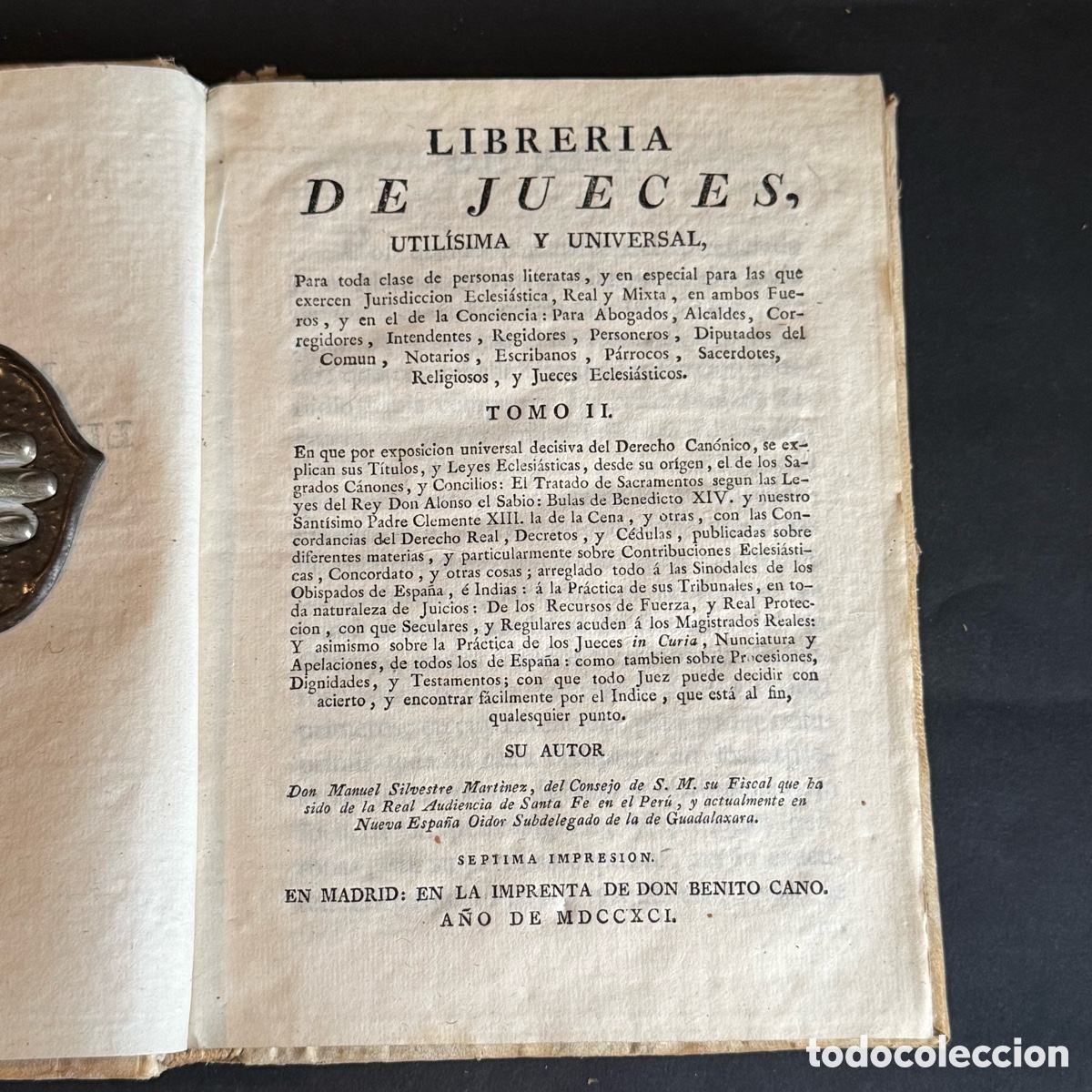 Libros antiguos: 1791 - MANUEL SILVESTRE MART&Iacute;NEZ: LIBRER&Iacute;A DE JUECES - TOMO II - BENITO CANO - DERECHO - PERGAMINO