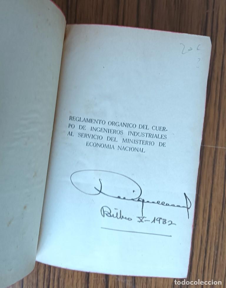 Libros antiguos: Reglamento org&aacute;nico del cuerpo de ingenieros industriales al servicio del ministerio de econom&iacute;a nac