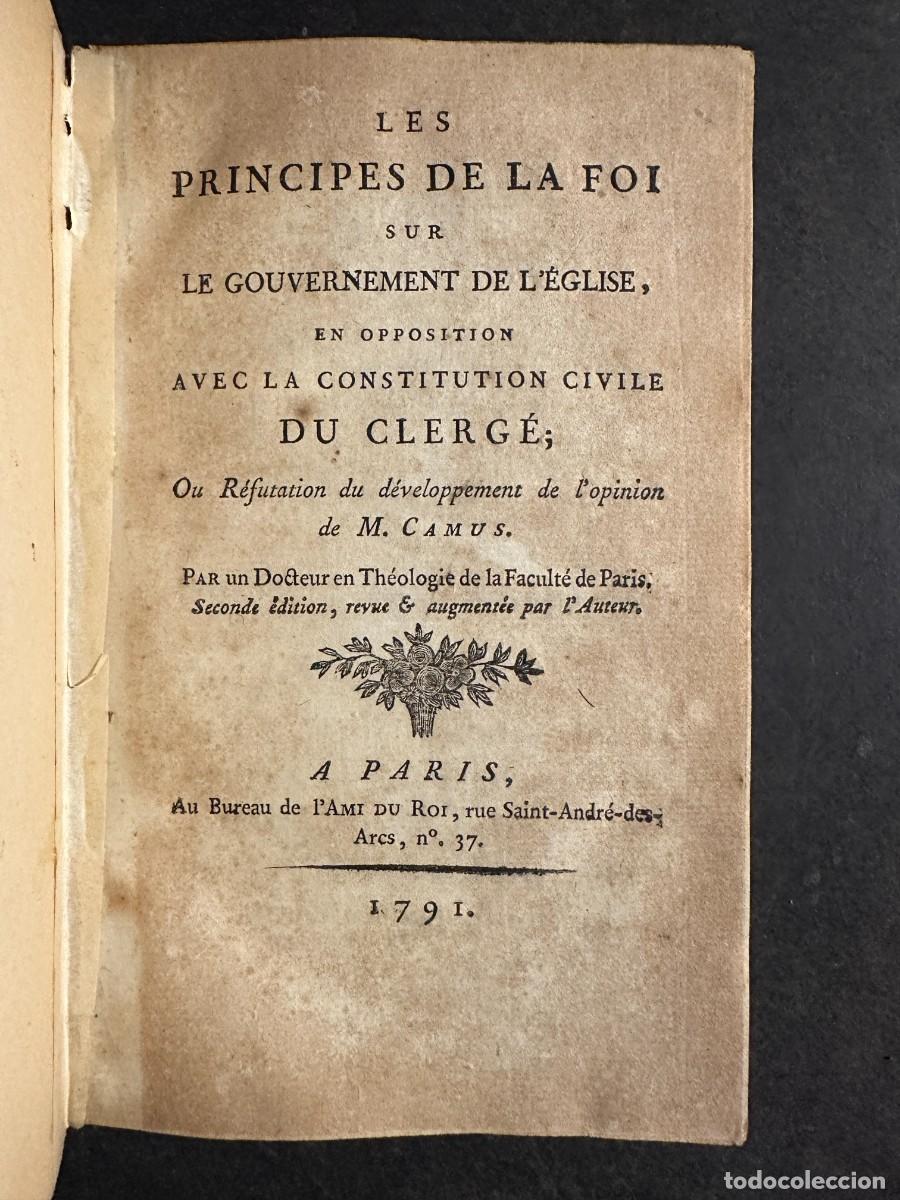 Antiquarische B&uuml;cher: a&ntilde;o 1791 - CONSTITUCION CIVIL DEL CLERO - REVOLUCION FRANCESA - SUR LE GOUVERNEMENT DE L&rsquo;&Eacute;GLISE