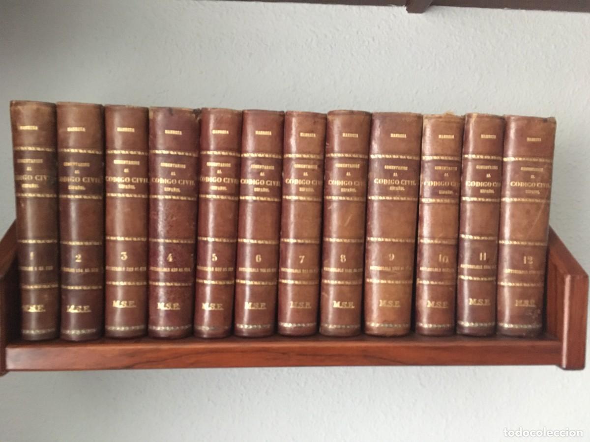 Libros antiguos: Comentarios Codigo Civil Espa&ntilde;ol - Jose Maria Manresa - 12 Tomos - Piel - Biblioteca M.S.E. 1904/07