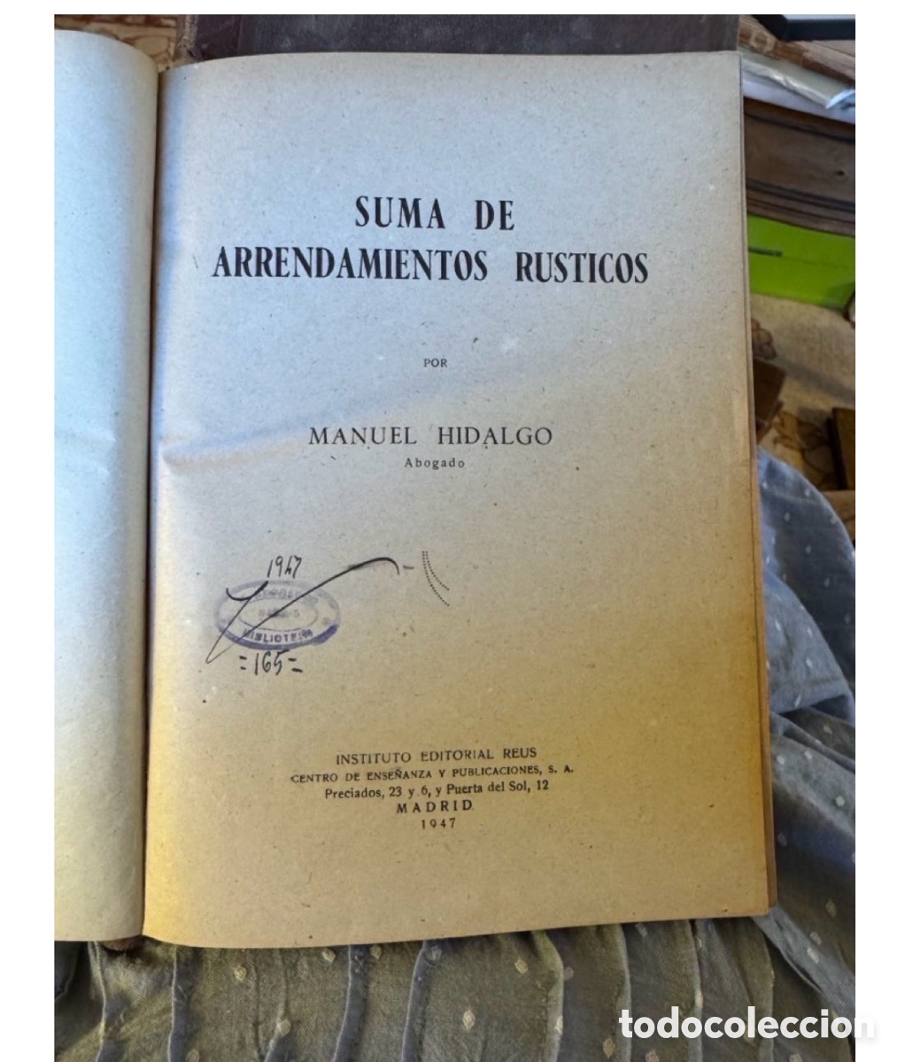 Libros antiguos: Suma de Arrendamientos R&uacute;sticos